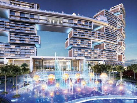 Planned to be within the grounds of the upcoming Atlantis, The Royal, the fountain is to be named Skyblaze Royal Atlantis, Man Made Island, Resort Architecture, Apartments In Dubai, Palm Jumeirah, Royal Residence, Building Facade, Apartment For Sale, Futuristic Architecture