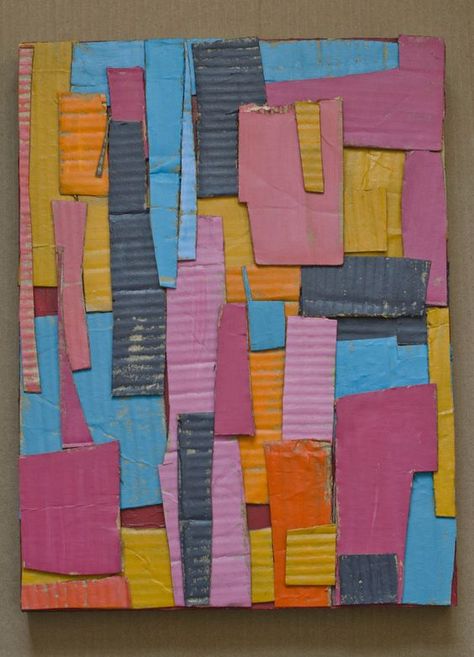 Cardboard Collage, Classe D'art, Recycled Art Projects, Cardboard Sculpture, Art Camp, Cardboard Art, Collaborative Art, Kid Art, Art Lessons Elementary