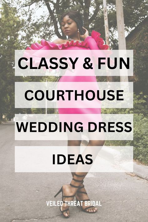 WOW Loving the wide variety of things included on this list. I was looking for courthouse wedding ideas classy and simple but not boring and this list has it all! Casual Courthouse Wedding Outfit, City Hall Wedding Outfit, Courthouse Wedding Dress Ideas, Courthouse Wedding Ideas, Wedding Ideas Classy, Edgy Wedding Dress, Lawyers Day, Wedding Dreses, Wedding Outfit Ideas