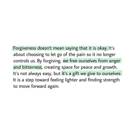 Forgiveness is letting go of the bitterness we carry, not because it’s easy or because what happened was okay, but because we deserve peace. It’s a way to get rid of the weight that keeps us stuck in the past. By forgiving, we’re giving ourselves the freedom to move forward in our own journey.🤍🤍 ✨️visit my profile✨️ ✨️follow for more✨️ #quote #quotes #motivation #motivationalquotes #inspiration #inspirational #inspirationalquotes #feelings #forgiveness #selflove #selfreminder No Bitterness Quotes, Let Go Of Grudges Quotes, Forgive Others Not Because They Deserve, Quotes For Letting Go Of The Past, Forgiving Yourself For Past Mistakes, Forgiveness Definition, Quotes About Forgiving Someone, Forgiving Yourself Quotes, Let Go Of The Past Quotes