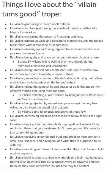 Villian prompt... But ex-villian Hero Turns Villain, Writing Redemption Arcs, Hero And Villain Tropes, How To Write A Villain Arc, Villain Redemption Arc, How To Write A Redemption Arc, Villain Plot Ideas, Lines To Start A Story With, Starting Lines For Stories