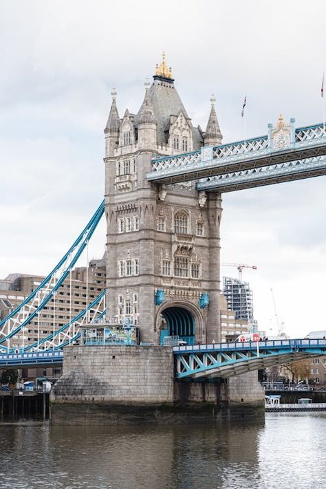 Historical suspension bridge over Thames river · Free Stock Photo Thames River, Stone Street, Bridge Building, River Bank, Suspension Bridge, River Thames, Cloudy Day, The Tower, Buckingham Palace