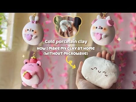 How I make DIY Air Dry CLAY at home (without microwave) 🎀Homemade cold porcelain clay - YouTube How To Make Clay At Home Air Dry, How To Make Homemade Air Dry Clay, How To Make Air Dry Clay At Home, How To Make Clay At Home, Homemade Air Dry Clay, Clay At Home, Cold Porcelain Clay, Diy Air Dry Clay, How To Make Clay