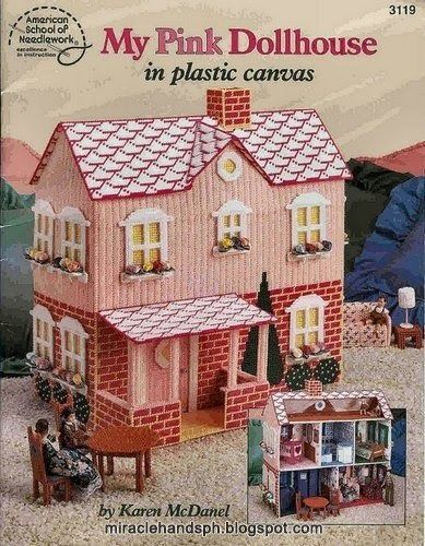 Free craft book download:   My pink dollhouse in plastic canvas      This dollhouse pattern includes colorful interior decorating and... Miniature Making, Barbie Houses, Doll Furniture Patterns, Pink Dollhouse, Plastic Canvas Books, Stitch Doll, Barbie Ideas, Plastic Canvas Pattern, Dollhouse Ideas