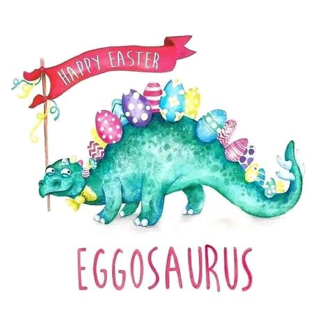 Watercolour Easter, Easter Dinosaur, Egg Card, Dinosaur Cards, Happy Easter Card, Spring Pictures, Funny Easter, Easter Wishes, Congratulations Gift