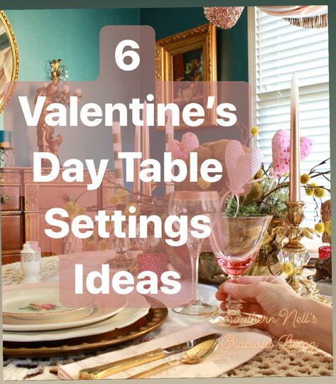 Shabby Chic Tablescape, Table Settings Ideas, Valentine Day Table Decorations, Diy Tablescapes, Pink Table Settings, Valentine Tablescape, Romantic Diy, Vintage Table Setting, Table Setting Ideas