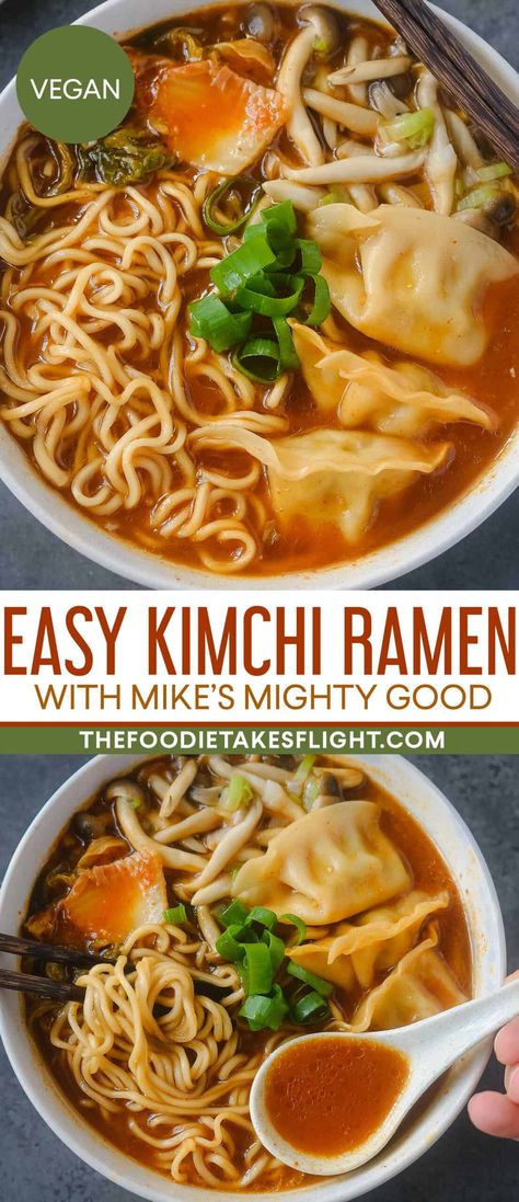 Easy Vegan Kimchi Ramen Ramen Noodle Recipes Kimchi, Kimchi Ramen Soup, Vegan Kimchi Noodles, Vegan Kimchi Ramen, Vegan Kimchi Soup, Vegetarian Recipes With Kimchi, Ramen With Kimchi, Kimchi Recipe Ideas Dinners, Kimchi Recipe Ideas