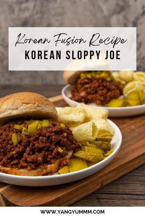 Introducing an original Korean-American Fusion recipe: the amazing Korean Sloppy Joe! It’s messy, it’s saucy, it’s simply delicious! Korean Sloppy Joe Recipe, Korean Sloppy Joes, Asian American Fusion Food, Korean Fusion Recipes, Sloopy Joes, Korean Fusion Food, Fusion Foods, 2024 Meals, Asian Fusion Recipes