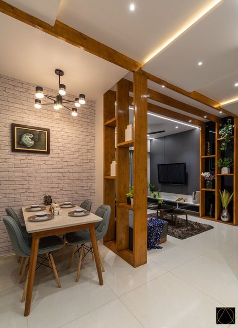 Apartment Interior In Ahmedabad Elevates The Space with Soft Elements | De' Uja Designs - The Architects Diary Indian Flat Interior Ideas, Home Interior Design Indian, Interior Design Indian, Quiz Buzzfeed, Indian Home Interior, Hall Interior Design, Dinning Room Design, Hall Interior, Flat Interior