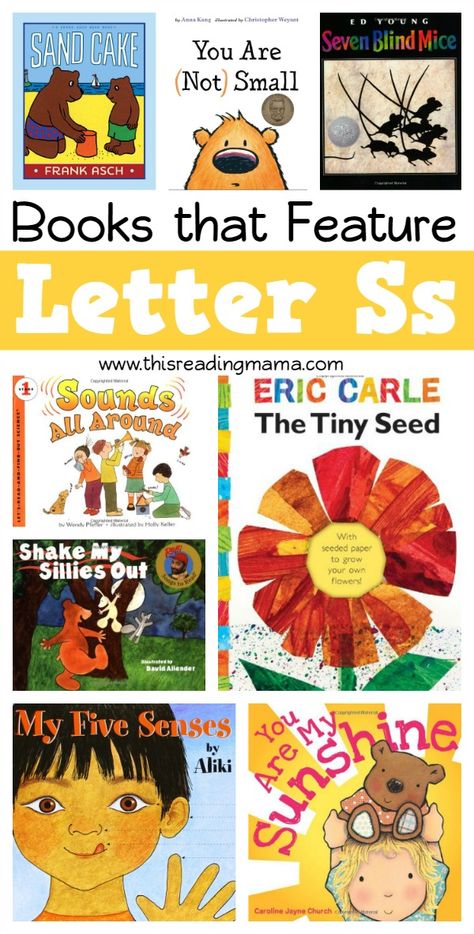 Books for the Letter S plus links to FREE printable Letter S Packs! | This Reading Mama Letter S Preschool Activities, Letter S Activities For Preschool, Letter S Printable, Book List Printable, Preschool Letter S, Letter S Activities, Alphabet Books, Preschool Letter, Preschool Alphabet