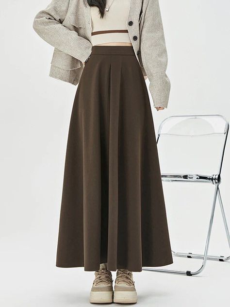 Long Skirt Outfits For Summer, Long A Line Skirt, Fancy Skirts, Empire Dresses, Long Maxi Skirt, Long Skirt Outfits, Ankle Length Skirt, Trendy Skirts, High Waist Skirt