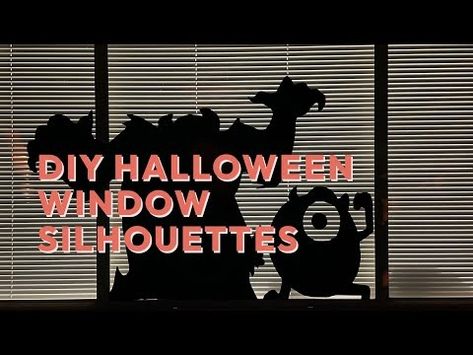 How to Make Halloween Silhouettes for Windows - YouTube Diy Window Shadows Halloween, Diy Halloween Window Silhouettes, Spooky Window Silhouettes, Halloween Sillouette Art Window Diy, Diy Halloween Window, Halloween Sillouette Art Window, Halloween Windows, Halloween Window Silhouettes, Decoration Window