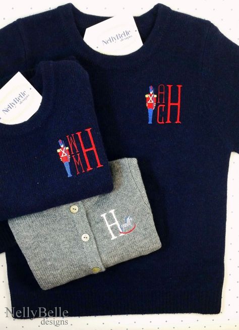 Nellybelle Designs, Winter Monogram, Trendy Embroidery Designs, Monogram Sweater, Baby Boy Monogram, Embroidery Designs Baby, Baby Applique, Boy Monogram, Trendy Embroidery