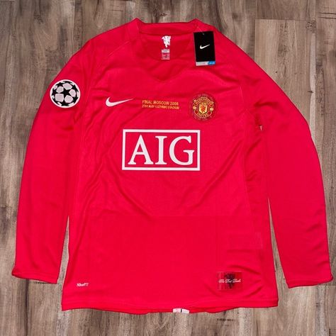 Ronaldo #7 Manchester United 2008 UCL Long Sleeve Home Red Retro Jersey Manchester United Retro Jersey, Ronaldo Kit, Manchester United 2008, Cristiano Ronaldo Manchester United, Manchester United Ronaldo, Ronaldo Jersey, Ucl Final, Cristiano Ronaldo Manchester, Retro Jersey