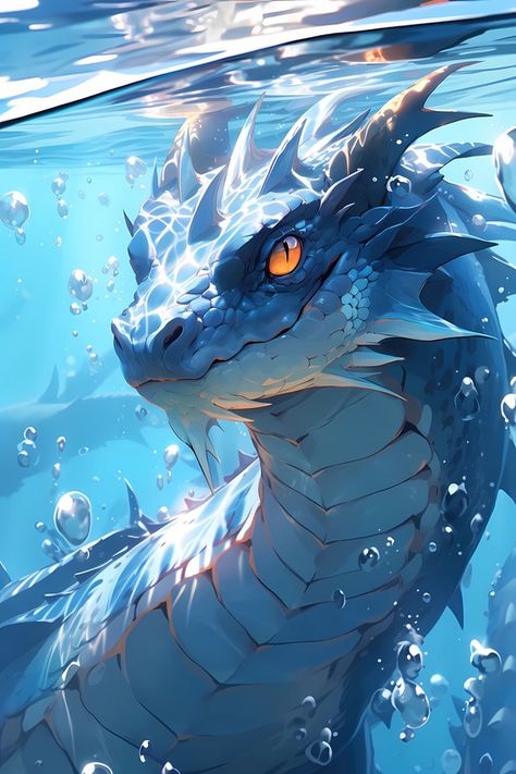 Ocean Dragon Art, Dnd Blue Dragon, Mythical Creature Drawings Sketches, Water Dragon Art, Dragons Sketch, Aquatic Dragon, Mythical Water Creatures, Poison Dragon, Fakemon Art