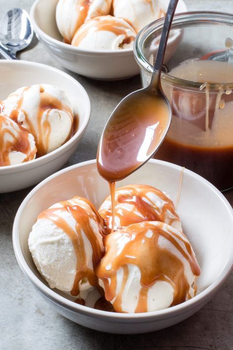 All-Purpose Caramel Sauce: We came up with an easy method that anyone can master. An instant-read thermometer, which is the fastest and most reliable way to assess the caramel's doneness, helps you get there. Microwave Caramels, Donut Toppings, Butterscotch Sauce, Cookie Toppings, Homemade Pantry, Illustrated Magazine, Homemade Caramel Sauce, America's Test Kitchen Recipes, Malted Milk