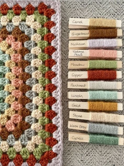 Crochet Granny Square Blanket Colour Schemes, Crochet Colour Schemes, Wool Colour Combinations, Yarn Color Combos, Crochet Colour Palettes, Crochet Color Schemes, Yarn Color Combinations Colour Palettes, Crochet Colour Combinations, Temperature Embroidery