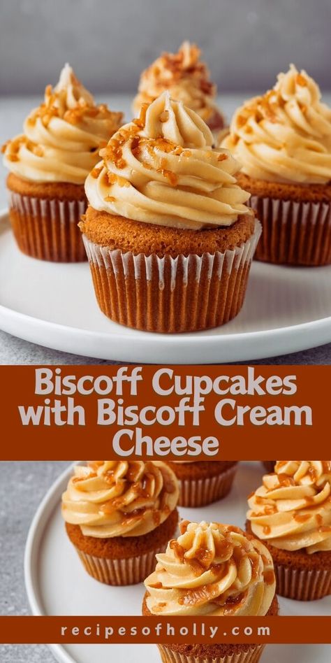 Biscoff Cupcakes - Recipes of Holly Biscoff Cream, Biscoff Cupcakes, Biscoff Recipes, Biscoff Cake, Cupcake Cream, Cream Cheese Frosting Cake, Hosting A Party, Chilled Desserts, Cupcakes Recipes