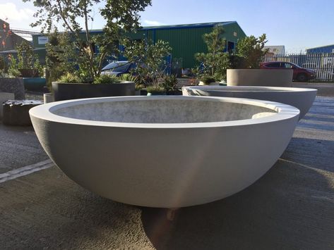 Lily Bowl - Urbis Design - Contemporary Concrete Planters and Furniture Bowl Planters Outdoor, Large Cement Planters, Contemporary Garden Design Landscaping, Large Bowl Planters Outdoor, Concrete Tree Planter, Large Shallow Bowl Planter, Diy Concrete Bowl Planter, Concrete Bowl Planter, Large Bowl Planters