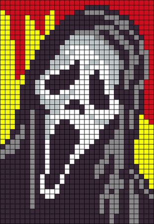 Alpha pattern #29345 | BraceletBook Scream Alpha Pattern, Horror Grid Pattern, Ghostface Alpha Pattern, Ghost Face Pixel Art, Drawing With Squares, Ghostface Pixel Art, Scream Pixel Art, Pixel Art Movie, Scary Pixel Art