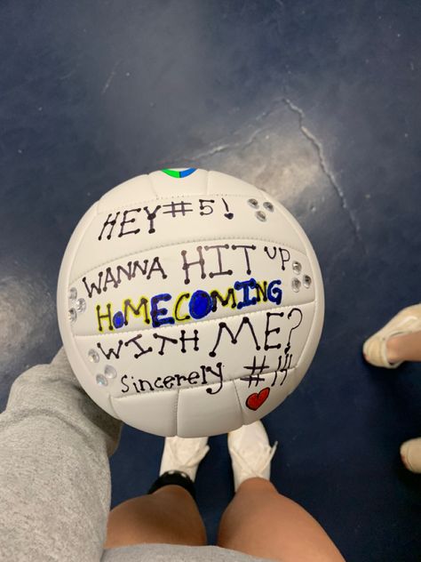 Volley Ball Hoco Proposal, Volleyball Hoco Proposals Ideas, Volleyball Hoco Signs, Volleyball Promposal Ideas, Hoco Proposals Ideas Volleyball, Soccer Senior Night Posters, Volleyball Hoco Proposals, Promposal Ideas For Him, Valentine Posters