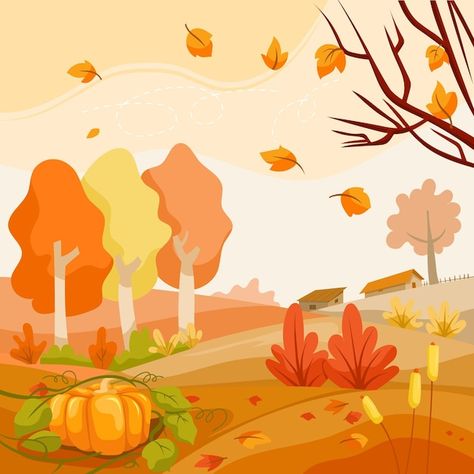 Cartoon autumn background | Free Vector #Freepik #freevector #autumn-wallpaper #autumn-background #autumn-season #autumn Weather Cartoon Pictures, Autumn Season Drawing, Autumn Animation, Fall Cartoon, Halloween Animation, Autumn Drawing, Autumn Illustrations, Cartoon Autumn, Autumn Cartoon