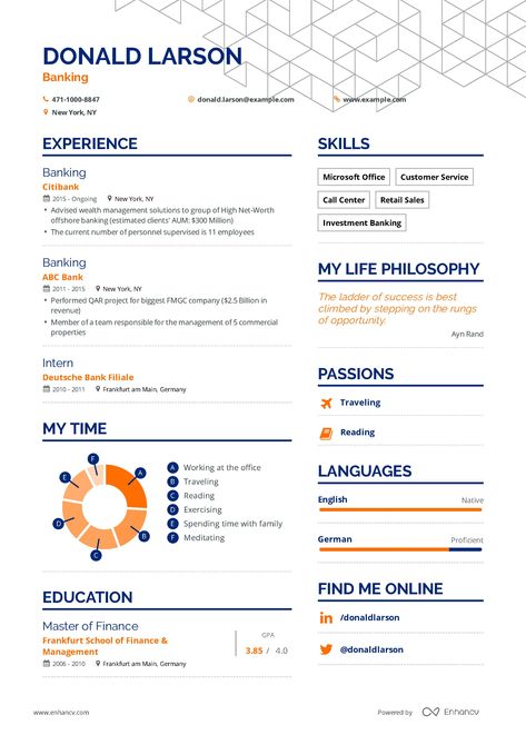 The ultimate 2019 guide for Banking  resume examples. 200+ resume templates and advice from 100k resumes. Create your resume fast! Start FREE today! Finance Resume, Mba Finance Fresher Resume, Account Executive Resume, Standard Cv Format, Accounts Receivable Resume, Financial Analyst Resume, Cv Profile, Accountant Resume, Bank Jobs