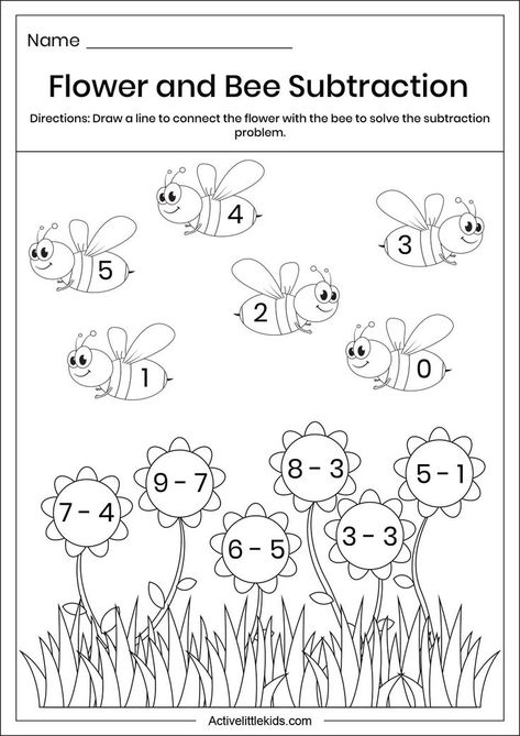 Free download subtraction worksheets for preschool. Spring Worksheets For Kids, Free Subtraction Worksheets, Spring Worksheets Preschool, Activities Sheets, Free Addition Worksheets, Spring Math Worksheets, Spring Worksheets, Preschool Worksheets Free Printables, World Bee Day