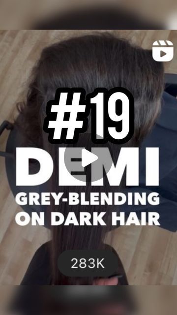 Emily Chen on Instagram: "No.19 of my top 20 reels of 2023 ✨ I know this one was posted only a few weeks ago, but APPARENTLY you all liked this DEMI grey-blending tutorial enough to launch it into my top 20 of the YEAR 🥰🤗   Also reposting as one of my entries for the brunette category at @hairbrained_awards 🤎  Details below 👇   My client wanted to transition from having a harsh permanent color demarcation line to having a softer growout with a translucent demi base. She also warned me during the consultation that her hair is “difficult” to lift & that no one has ever gotten her hair to lift past an orange. considering that she had years of overlapped dark permanent color, that statement seemed pretty on point. The reason we were able to lift her PAST the orange stage was due to applica Blending Gray Hair In Dark Hair, Grey And Dark Hair Color, Grey Blending On Dark Brown Hair, Demi Gray Blending Brunette, How To Blend Grays In Dark Hair, Grey Blending On Brown Hair, Dark Brunette Grey Blending, Grey Blending Dark Hair Brunettes, Dark Brown Grey Blending