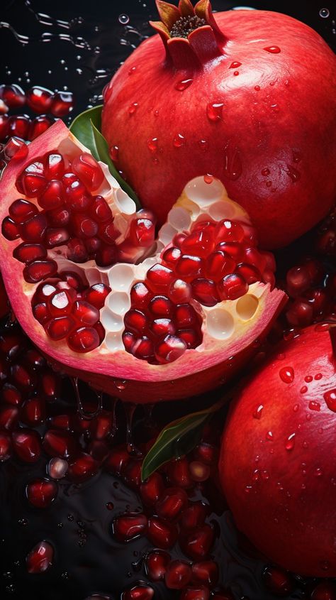 Tavalod Idea, Pomegranate Pictures, Food Photography Fruit, Fruit Presentation, Wine Pics, Deco Fruit, Fruits Plants, Food Art Painting, Pomegranate Art