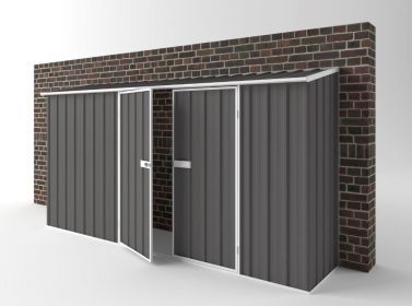 Garden Shed Kits, Carport With Storage, Louvre Windows, Sloping Roof, Workshop Shed, Steel Sheds, Shed Colours, Shed Kits, Front Wall