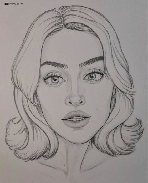 Simple Face Portrait, Pencil Potraits Sketch, Portraits Sketch, Easy Portrait Drawing, Beautiful Pencil Drawings, Pencil Drawing Images, Draw Step By Step, Draw Faces, Pencil Portrait Drawing