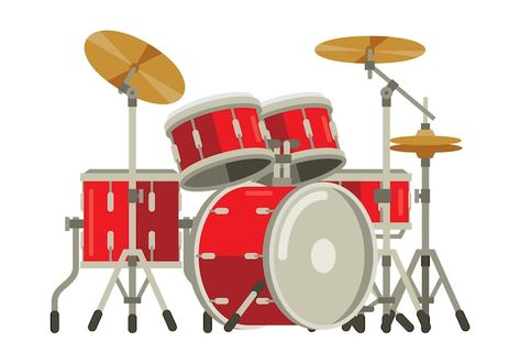 Drums Cartoon, Drum Music, Music Party, Background Music, Music Wallpaper, Drum Set, Drum Kits, Flat Style, Vector Background