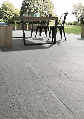 CUT SAMPLE Crete Anti Slip Porcelain Stone Internal External Wall & Floor Tile | eBay Patio Floor Ideas Tile, Yard Flooring Ideas, Tiles For Porch Floor, Garage Floor Ideas Tiles, Exterior Tiles Floors, Roof Floor Tiles, Terrace Flooring Ideas Tile, Balcony Tiles Floors, Porch Tiles