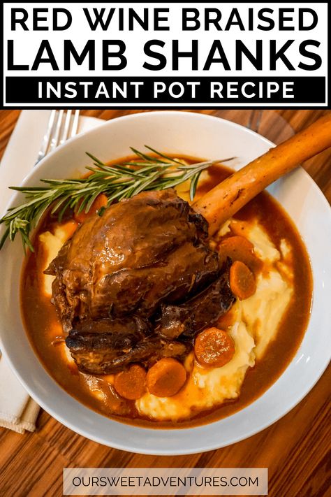 Lamb Shank Recipe, Red Wine Recipe, Braised Lamb Shanks, Lamb Steaks, Ninja Cooking System Recipes, Braised Lamb, Lamb Shanks, Lamb Recipes, Instapot Recipes