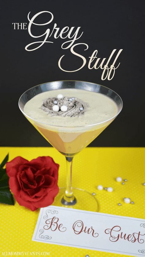 'The Grey Stuff' Dessert Cocktail Inspired by Beauty and the Beast | Life She Has The Grey Stuff, Disney Cocktails, White Chocolate Liqueur, Beauty And Beast Wedding, Disney Drinks, Beauty And The Beast Party, Grey Stuff, Chocolate Liqueur, Themed Drinks