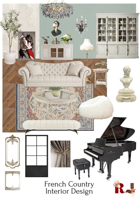 Home Furnish, furniture, aesthetic French Country Mood Board, Country Mood Board, Modern French Door, French Country Interior Design, Barn Door Modern, Beanbag Sofa, Country Living Room Design, French Country Interior, Country Interior Design