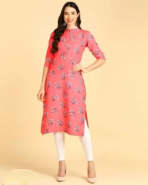 Women's printed Crepe Button kurti Size: S M L XL 2XL Neck Style: Chinese Neck Color: Pink Fabric: Crepe Pack Of: Single Type: Stitched Style: Floral Print Design Type: A-Line Sleeve Length: 3/4 Sleeve Occasion: Casual Kurta Length: Calf Length Within 6-8 business days However, to find out an actual date of delivery, please enter your pin code. •Care Instructions: Dry Clean Only •Fabric: crepe, hard finish soft and comfortable fabric inside •Neck: Mandarin/Ch... Fancy Print, Pin Code, Floral Print Design, Pink Fabric, How To Find Out, A Line, Floral Print, Print Design, Floral Prints