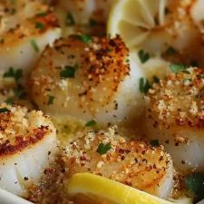 Baked Scallops Recipe Baked Scallops Recipe, Lemon Wine Sauce, Chicken Sloppy Joe Recipe, Lemon Wine, Oven Roasted Salmon, Scallops Recipe, Baked Scallops, Fettuccine Alfredo Recipes, Comfort Desserts