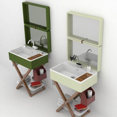 Bathroom in a Suitcase: My Bag by Olympia Unique Bathroom Sinks, Portable Sink, Motorhome Interior, Unique Sinks, Portable Bathroom, Timeless Bathroom, Washbasin Design, Double Sink Bathroom Vanity, Camping Ideas