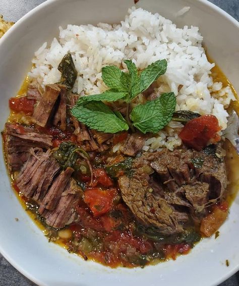 Soup maker | Persian Inspired Herb and Beef Stew over Rice | Facebook Persian Beef Stew, Stew Over Rice, Persian Beef, White Bean Soup Recipes, Slow Cooked Chicken, Soup Maker, Bean Soup Recipes, Beef Chuck, White Bean Soup