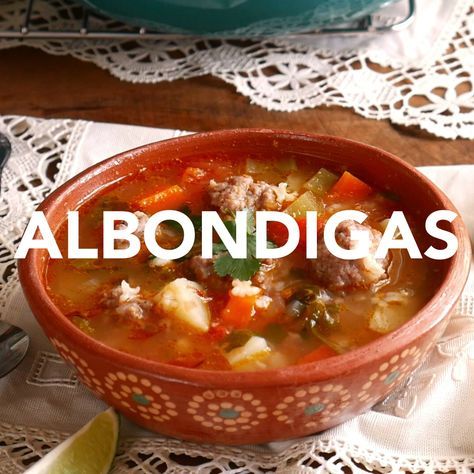 Albondigas… doesn’t it sound majestic? What is an albondiga? Albondigas originated in Spain and means a spicy tomato meatball soup. In my book albondiga soup is the ultimate comfort food. #albondigas #mexican #mexicanrecipe #soup #mexicansoup | muybuenocookbook.com via @muybueno Albondigas Soup Recipe Mexican, Albondigas Soup Recipe, Mexican Meatball Soup, Albondigas Soup, Mexican Soup Recipes, Mexican Soup, Meatball Soup, Tasty Videos, Comfort Soup