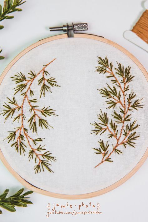 Free Hand Embroidery Pattern | Holiday Embroidery | Winter Embroidery Design | Beginner Pattern PDF | Pine Tree | Christmas | Handmade Gifts | Jamie.Photo | Video Tutorial Love creating hand embroidery projects like this to decorate with for the winter season! Makes the perfect handmade gift or beginner project! #handembroidery #embroideryhoop #freepattern #embroidery Holiday Embroidery Patterns, Free Hand Embroidery, Scandinavian Embroidery, Embroidery Winter, Winter Embroidery, Hand Embroidery Patterns Free, Holiday Embroidery, Christmas Embroidery Patterns, Diy Embroidery Designs