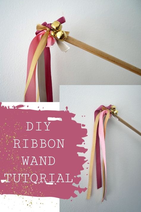 Diy Wedding Wands With Bells, Diy Wedding Ribbon Wands, Tassel Wands Wedding, Diy Ribbon Wands Kids, Flower Girl Ribbon Wand, How To Make A Fairy Wand, Diy Ribbon Wand, Flower Girl Wands Wedding Diy, Wedding Wands Diy