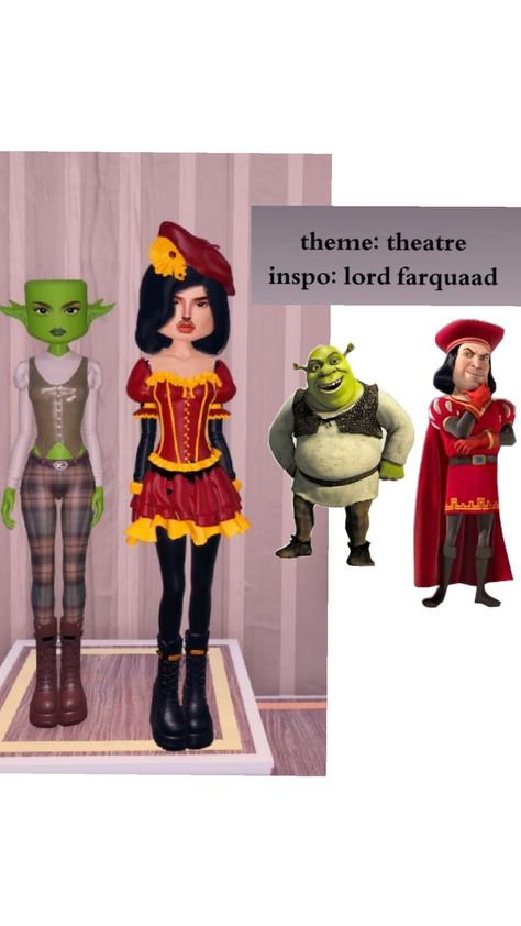 Shrek And Lord Farquaad, Shrek Dress, Lord Farquaad Costume, Theatre Dress, Lord Farquaad, Aesthetic Pastel Wallpaper, Shrek, Pastel Aesthetic, Mood Pics