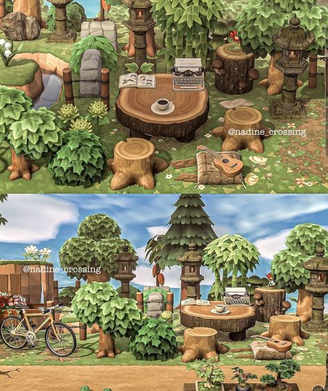 Acnh Forest Core Codes, Forest Core Island Acnh, Acnh Island Aesthetic Ideas, Acnh Small Area Ideas Cottagecore, Animal Crossing Forest Core, Forest Core Acnh, Acnh Forest Idea, Animal Crossing Small Space Ideas, Acnh Pergola Ideas