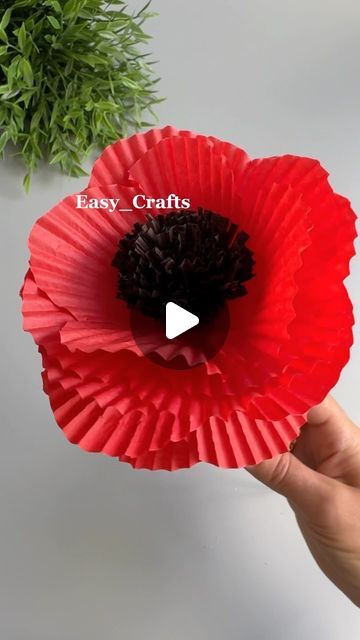 Easy_Crafts on Instagram: "Easy Crafts Ideas" How To Make A Poppy Flower, Paper Poppies Diy, Poppy Flower Crafts For Kids, Easy Poppy Crafts For Kids, Paper Plate Flower Craft, Diy Poppy Flower, Poppy Craft For Kids, Poppy Craft, Poppy Art