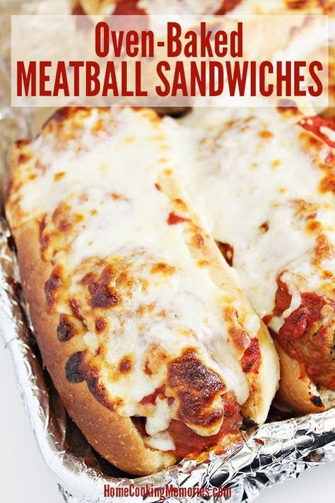 Baked Meatball Subs, Meatball Sandwich Recipes, Meatball Sandwiches, Oven Baked Meatballs, Meatball Sandwich, Meatball Bake, Meatballs Easy, Easy Oven, Sandwich Recipe