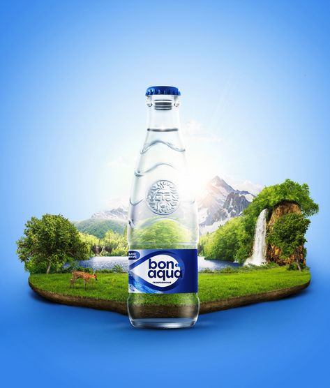 #retouch #photomanipulation # add #keyvisual Water Bottle Label Design, Unique Packaging Design, Social Media Art, Water Branding, Creative Advertising Design, Publicidad Creativa, Graphic Design Ads, Food Graphic Design, Bottled Water