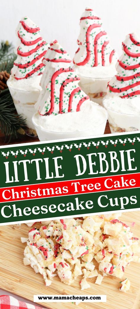 No Bake Little Debbie Cheesecake, Little Debbie Christmas Cake Recipes, Little Debbie Tree Cheesecake, No Bake Christmas Tree Cheesecake, Christmas Tree Cake Cheesecake Recipe, Christmas Tree Cake Recipe Ideas, Christmas Tree Cake Trifle, Little Debbie Christmas Tree Cake Recipe, Little Debbie Christmas Tree Recipes